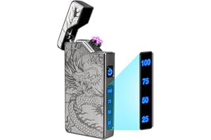 ‎LCFUN Geschenke für Männer Feuerzeug Elektrisch Lichtbogen Feuerzeug USB Aufladbar Elektrisches Feuerzeuge mit Batterieanzeige Winddicht Feuerzeuge Geburtstag Männer (Schwarzer Drache)