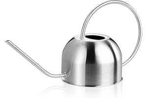 Bekith 1.5 Litre Stainless Steel Watering Can Metal Watering Can Long Spout for Plants Office Garden Silver