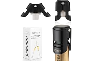 WOTOR 3 pezzi tappo per spumante, tappo champagne professionale in acciaio inox, tappo vino frizzante riutilizzabile, tappo per prosecco, a prova di perdite, Mantieni fresco （nero）