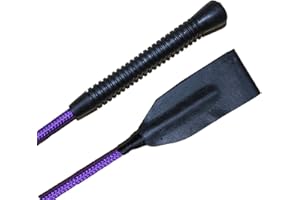 PRAIRIE HORSE SUPPLY Riding Crop for Horse (Black, Fuchsia, Pink, or Purple) (24 or 27 Inches) Fiberglass Shaft with Leather Single or Double Slapper