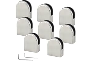 (Verbesserte Version) 8 x Edelstahl Stainless Steel 304 Klemmhalter Glasklemme Glasklemmhalter Glashalter Gelände Flach Anschluss Glass Clip Größe M 8-10mm von Discoball®
