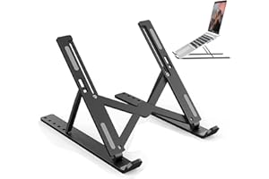 CAIFU Laptop Stand for Desk - Adjustable Laptop Riser Aluminum 6 Levels of Heigh Portable Laptop Holder, Foldable Laptop Riser Compatible with MacBook, Lenovo, Dell, HP(Black)
