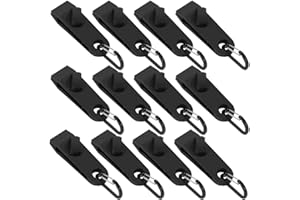 Phoetya Große Plane Clips Lock, 12 Stück D-Form Markisenklemme Zelt Set Krokodil Mund Clip Winddichtes Zelt Instant Clip Kunststoff Zelt Clip Karabiner Hängehaken Outdoor-Zubehör - Schwarz