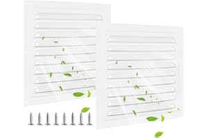 BEFUN 2 griglie di ventilazione, griglia di ventilazione quadrata in alluminio, griglia di scarico per camino, ventilazione con zanzariera per soffitti da cucina e bagno, 200 x 200 mm