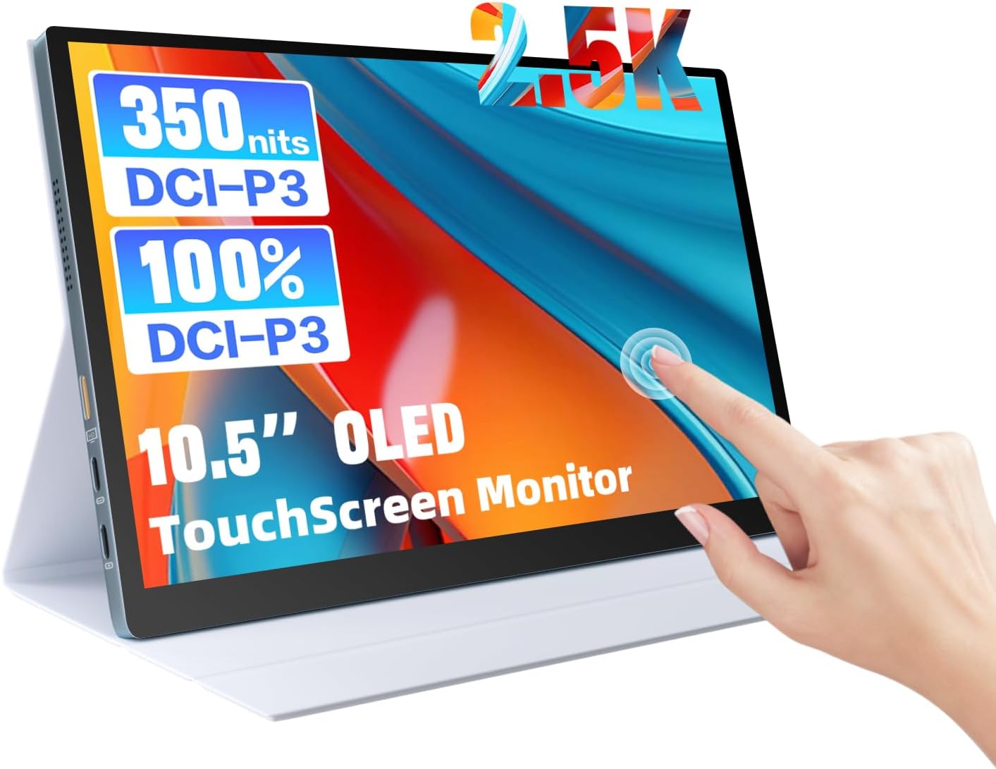 Showscren 10.5 Inch OLED Portable Touch Monitor 2.5K 2560x1600, USB-C HDMI External Second Screen, 100% DCI-P3 Ultra Slim for Laptop PC Mac Phone Raspberry Pi Xbox PS4 PS5