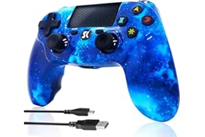 CHENGDAO Mando inalámbrico para PS4, Controlador de Doble vibración de Alto Rendimiento Compatible con Playstation 4 / Pro/Slim/PC con función de Audio, Mini LED - Blue