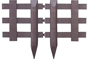 COMERCIAL CANDELA FELPUDOS Y ALFOMBRAS Valla para Jardín Plástico PVC Imitación Madera para Decoración y Proteger los Bordes del Césped, Patio o Jardineras en Tierra 4 Unidades