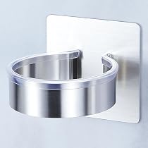 Porta Asciugacapelli Da Parete Forte Bagno - Nessuna Foratura, Adesivo - Cromato/Nero - Salvaspazio Per Bagno E Palestra