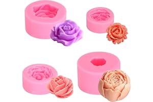 MOROCKET 6 Pcs 3D Rose-Shaped Silicone Molds, Flower Silicone Molds for Candle Making, Soap Molds, Fondant Baking, Dessert Chocolate Candy