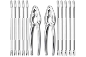 Artcome Juego de 12 herramientas para mariscos, incluye 2 galletas de cangrejo de langosta y 10 tenedores