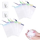 Borsa Sapone Rete,10 Pezzi Sacchetti Rete per Sapone con 2 Ganci Rete per Sapone Solido a Doppio Strato con Coulisse Sacchett
