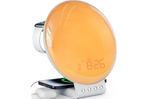 Dekala FullView Smart Wake-Up Light Alarm Clock with Sunrise & Sunset Simulation, App Control, Dual Alarm, Snooze, Multicolour Mood Light, Wireless Charging for Smartphone & Smartwatch