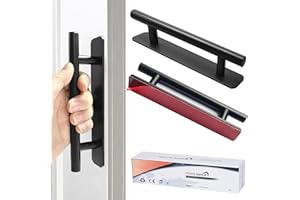 shuokang 2 Stück Selbstklebende Möbelgriffe, Aluminium Schrankgriffe, Schubladengriffe, Türgriffe, Ohne Bohren Griff für Kleiderschrank, Küche, Schiebetür, Balkontür (148mm, Matt-schwarz)