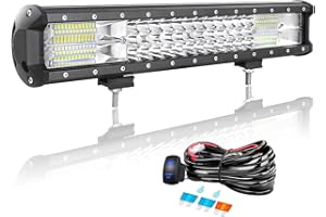 SKYWORLD Barra LED 4x4, 18" 45cm 252W Barra de Luz LED y 12V Kit de cableado, Largo Alcance Faros Focos Barras Luminosas LED para Off Road Camión Coche Tractor SUV ATV UTV Barco, 6000K Blanco