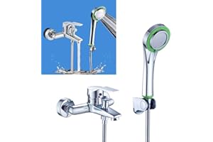 Vinteky Set de Ducha Elegante, Grifo de Bañera, Grifo para Ducha con Alcachofa de Mano (3 Modos), Mezclador Monomando Cromado Baño y Ducha