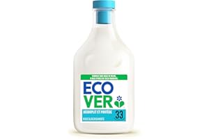 Ecover Adoucissant, Adoucissant Liquide pour Linge aux Extraits Botaniques, Sans Huile de Palme, Parfum Rose et Bergamote, Bouteille de 1 Litre