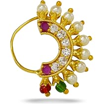 Buy JEWELOPIA Maharashtrian Diamond Banu Nath Ruby AD/CZ Non ...