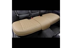 Black Panther Funda para Asiento Trasero de Coche de Piel Sintética, Se Adapta al 90% de Los Coches de 4 Puertas, Patrón de Triángulo, Beige