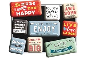 Nostalgic-Art, Set d'aimants rétro, Word Up – Enjoy Life – Cadeau pour Les nostalgiques, Décoration pour Le frigo, Design Vintage, 9 pièces