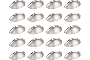 Probrico 20 X Cup Cabinet Door Handles Modern Shell Drawer Pulls, 76mm(3 inch) Hole Centers, Brushed Nickel
