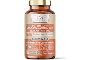 TIME HEALTH Micro-encapsulated Formula - Lutein 30mg - Meso-zeaxanthin 10mg - Zeaxanthin 6mg - 100% Pure, Natural & Highly Bioavailable - 4 Month Supply - UK Manufactured - Zero Additives - 120 Capsules