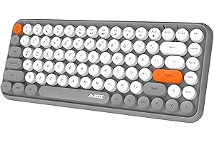 HOOPOND Bezprzewodowa klawiatura Bluetooth, mini 84-klawiszowa, bezprzewodowa technologia połączenia Bluetooth 2,4 GHz, okrągłe klawisze z ABS w stylu retro,ergonomiczna konstrukcja do laptopów i PC (szara)