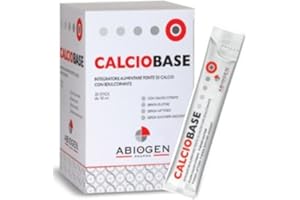 Abiogen Pharma Integratore Alimentare Calciobase 30 Stick di Calcio, Senza Glutine, Senza Lattosio, 10 Millilitri