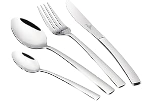 Berlinger Haus 4Silver Cubertería Completa 24 Piezas Acero Inoxidable, Juego de Cubiertos 6 Personas, Hogar, Camping, Hoteles, Acabado Espejo Pulido Brillante, Diseño Moderno y Elegante