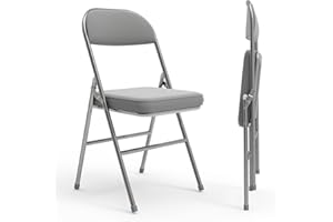PIPIPOXER Lot de 2 chaises Pliantes en PU, Chaise de Bureau Pliante Peu encombrante pour la Maison au Bureau, Chaise d'invité rembourrée pouvant,Gris