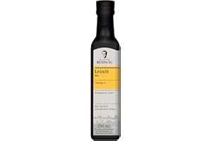 ‎DR. JOHANNA BUDWIG Dr. Budwig Leinöl Bio kaltgepresst (1x 250ml) - Omega 3 hochdosiert aus Bio Leinsamen - ungefiltert aus 100% nachhaltigem Anbau- veganes Leinsamenöl - flüssig - naturrein - Öl für Kinder