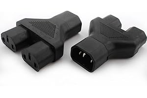VISSQH Connettore di Adattatore alimentazione da IEC 320 C14 Plug Maschio a Dual C13 Presa Femmina Y splitter 3 spine per computer, proiettore, stampante, ecc(nero)