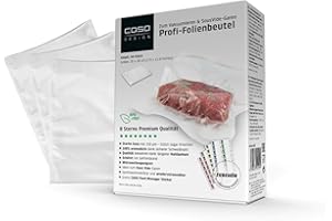 ‎CASO CASO 8 Sterne Profi- Folienbeutel 20x30 cm / 50 Beutel, Vakuumierbeutel für alle Vakuumierer, sehr stark & reißfest ca. 150µm, Vakuumbeutel Lebensmittel Vakuumiergerät, Sous Vide, BPA-frei