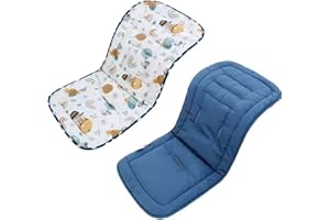 ZiaWorld Reversible Baby Pushchair Seat Liners, Pram Liner, Travel Cot Mattress for Pushchair, Universal Stroller Liner Breathable Soft Pad Cotton Foldable Baby Cushion Mattress (Blue Balloon)
