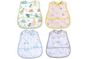NORINORI Baby bibs Waterproof Bib - Feeding bib, Adjustable Washable, Soft ForToddler Infant Kids, 0-24 Months