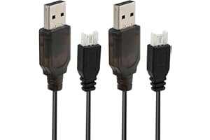 HUGFADS Set di 2 Cavi di Ricarica USB HSP 3,7V con Spina SM-2P, Cavo di Ricarica USB per Batterie NI-MH, Compatibile con Drone RC e Veicoli