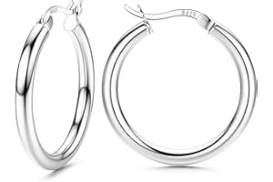 Chriscoco Pendientes Aro Plata 925 Hipoalergénicos Ligeros Pendientes de Aro Huggie para Mujer 13/15/20/25/30/40/50mm