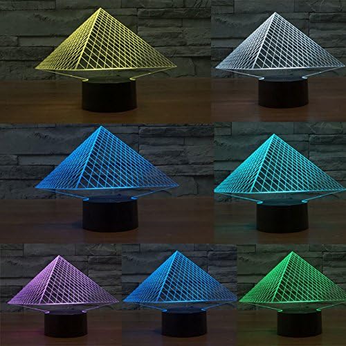 Lightnear Pyramid 3D 7 Stereo mini light color gift touch switch lights 7 Multimedia Magic discoloration bedside lamp Lamps,7 touch color