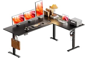 ‎OFFIGO OffiGo L-förmig Höhenverstellbarer Schreibtisch, 160 x 120 cm Schreibtisch Höhenverstellbar Elektrisch, Eckschreibtisch Ergonomischer Steh-Sitz Tisch Computertisch, Schwarz