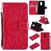 Produktbild Redmi Note 4X hülle,Redmi Note 4 Handyhülle,Xiaomi Redmi Note 4X / Redmi Note 4 Leder Wallet Tasche Brieftasche Schutzhülle ,Lonchee Sonnenblumen geprägten Muster Design Hochwertige PU Leder Folio Tasche Case Hülle im Bookstyle mit Standfunktion Kredit Kartenfächer (Rote)