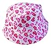 Kids Girls Canvas Cotton Sun Hat Bucket WHITE PINK HEARTS Age 5 6 7 8
