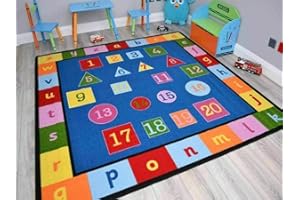 RUGS SUPERMARKET Small Large Boys Girls Kids Alphabet Numbers Childrens School Bright Rugs Mats (133cm x 190cm)