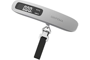 GRIFEMA GA2006 Bilancia da Bagaglio Digitale, 50 kg / 110 lb Precisione 50 g / 0.1 lb, Display LCD Retroilluminato, Funzione Tara, Design Compatto e Portatile, per Viaggi e Spedizioni