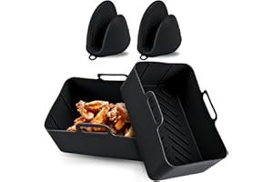 AMZ Pro 4 PCS Silicone Air Fryer Liner with Mittens | Air Fryer Silicone Liner for Ninja AF300UK or DZ201 8 QT 7.6L and Sur La Table Air Fryer 7.6L | Reusable and Smell Proof Air Fryer Liner Silicone