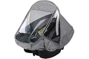 BNOYONERAS Parapioggia Ovetto Universale per Seggiolino Auto Scudo Antipioggia per Seggiolino Auto Finestrina con Fori Ventilazione Impermeabile e Antivento Montaggio Facile Pieghevole e Compatto (Grigio)
