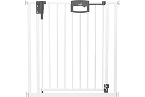 Geuther Türschutzgitter Easylock Plus | Treppenschutzgitter ohne Bohren Breite 96,5-104,5 cm | Türgitter Baby Holz-Metall | Kinderschutzgitter beidseitig öffnend | Kindersicherung Tür | Weiß