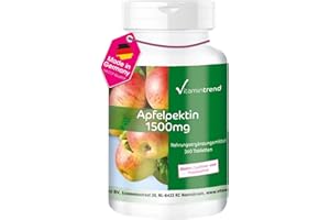 ‎VITAMINTREND Vitamintrend Apfelpektin 1500mg, 360 Tabletten, mit Calcium und Vitamin C, veganes Nahrungsergänzungsmittel ohne Zusätze, in Deutschland hergestellt
