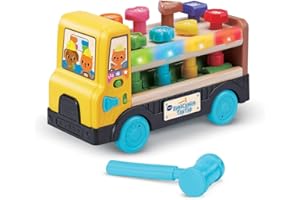 VTech - Lumi Camion Tap Tap, Camion Enfant Parlant et Musical Partiellement en Bois, Jouet d'Éveil et de Motricité Interactif et Lumineux, Cadeau Bébé Dès 18 Mois - Contenu en Français