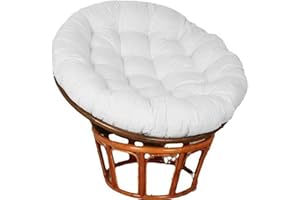 JORTUIO Coussin De Siège Rond,Coussin De Chaise Suspendue Coussin De Chaise Papasan Extérieur, Coussin De Chaise Confortable Coussin De Siège Amovible pour Jardin Terrasse(Blanc,120x120cm)