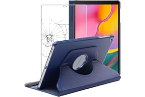 ebestStar - for Samsung Galaxy Tab A 10.1 2019 Case T510 T515, Cover 360 Rotating Protection, PU Leather, Dark Blue + Glass Screen Protector