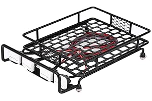 DILWE RC Auto-Dachgepäckträger, großes Dachgepäckträger-Gepäckträger mit Quadrate-LED-Licht für Axial SCX10 1/10 RC-Crawler-Auto(4 Weiß)